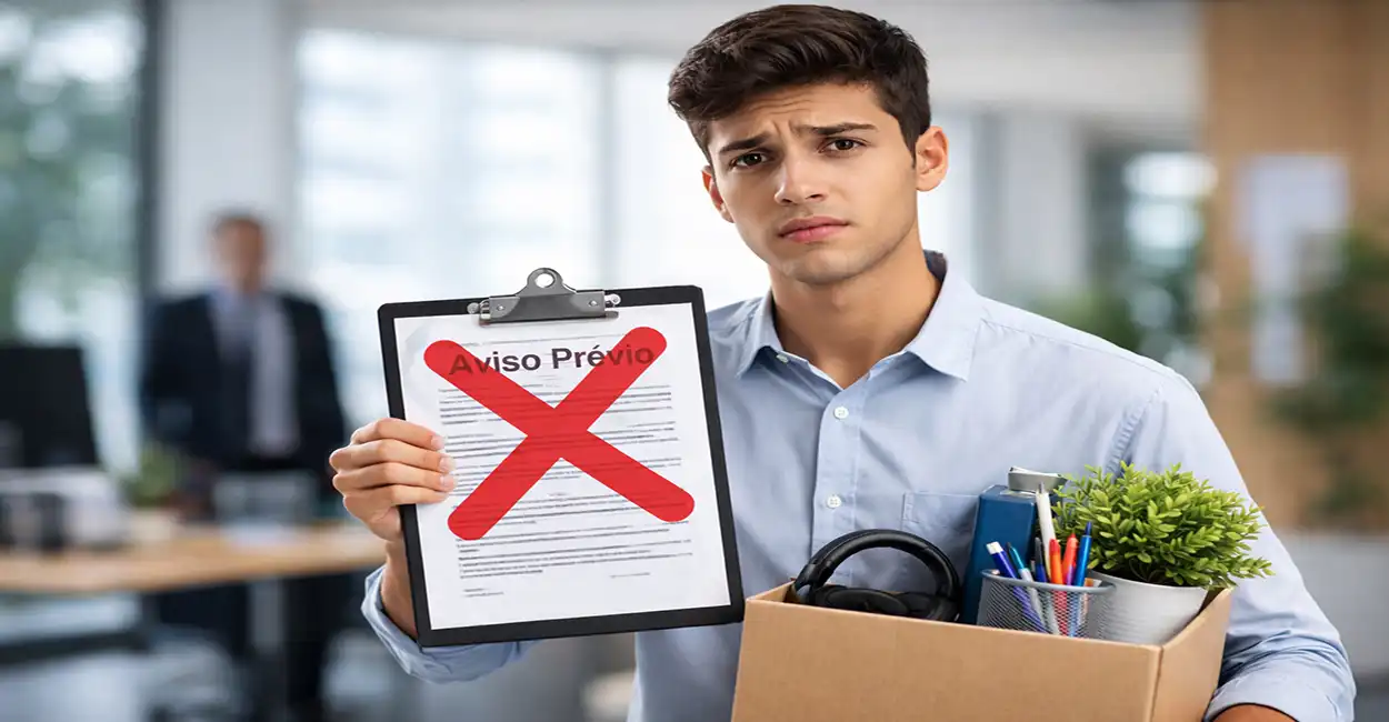 Jovem aprendiz segurando documento de rescisão sem aviso prévio - dúvida trabalhista