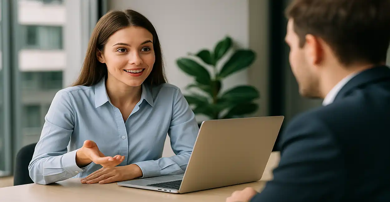 Profissional conversando com gestor sobre aumento de salário