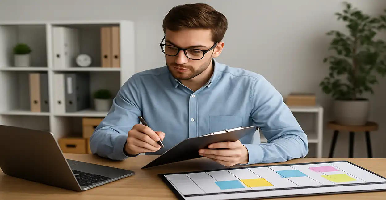 Homem analisando gráficos