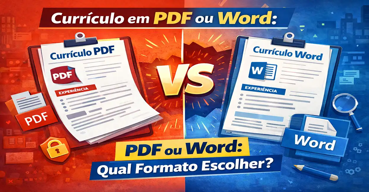 Comparação visual entre currículo em formato PDF e Word lado a lado