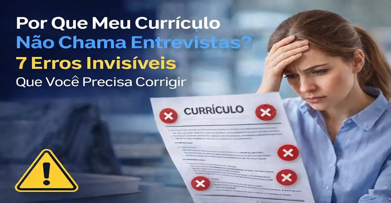 Mulher analisando currículo com expressão frustrada