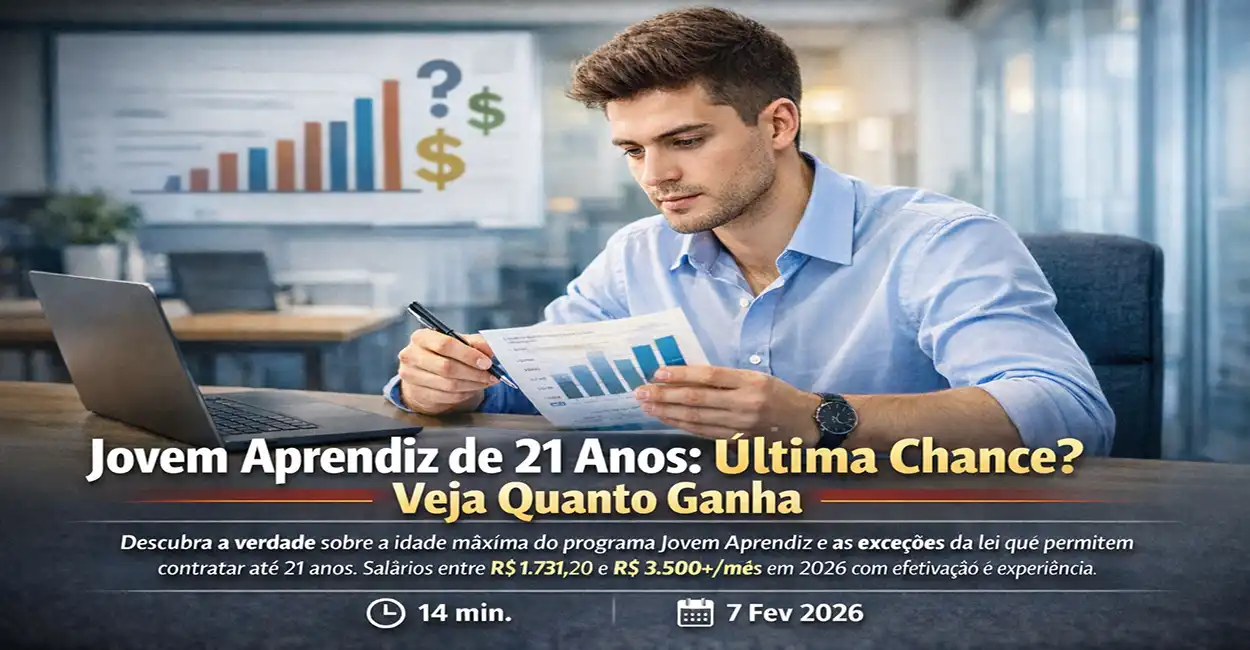 Jovem de 21 anos em ambiente corporativo analisando oportunidades de trabalho e salários
