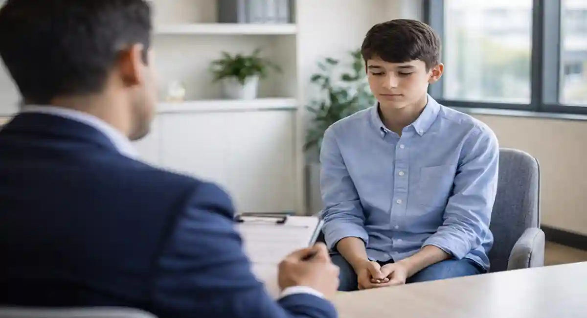 Jovem aprendiz em entrevista de emprego confiante