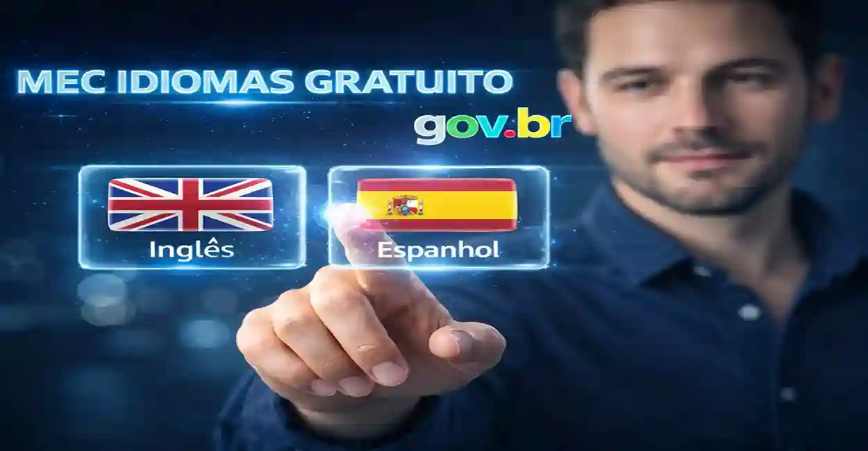 App MEC Idiomas gratuito sendo usado em um smartphone