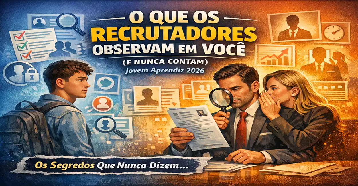 Recrutador analisando perfil de jovem aprendiz em processo seletivo com critérios ocultos
