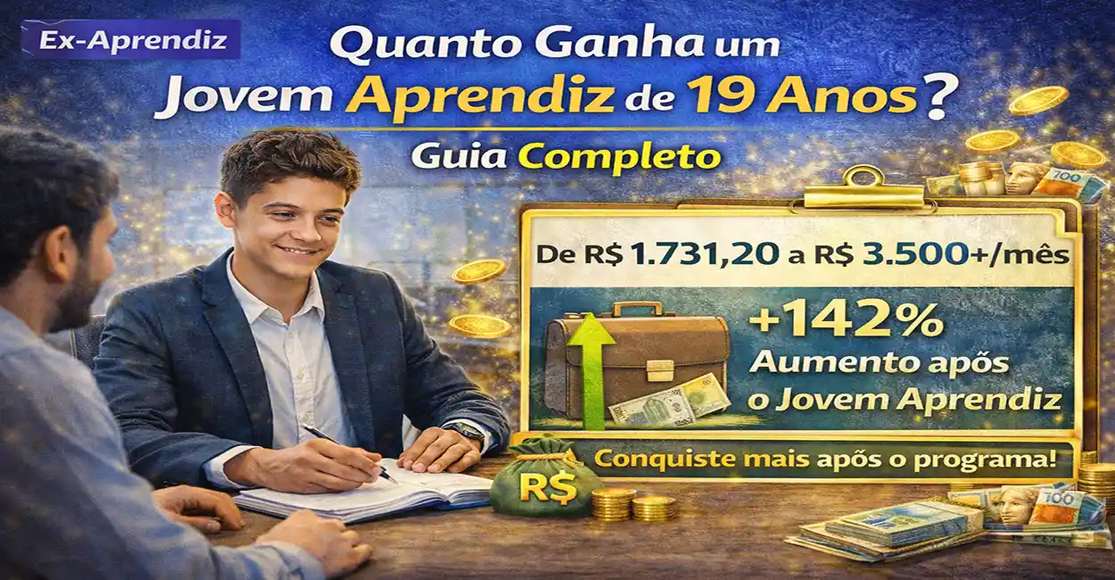 Ex-Jovem Aprendiz de 19 anos em reunião profissional discutindo plano de carreira e salário