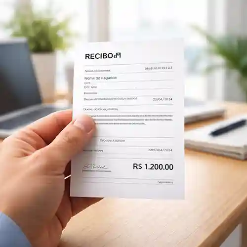 Pessoa criando recibo online no computador de forma rápida e simples