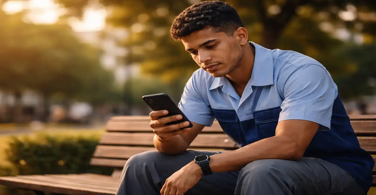 Jovem aprendiz confiante em ambiente de trabalho ao lado de colegas