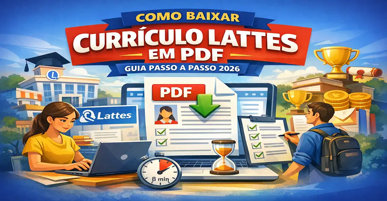 Como baixar currículo Lattes em PDF passo a passo — tela da Plataforma Lattes com destaque no botão de download