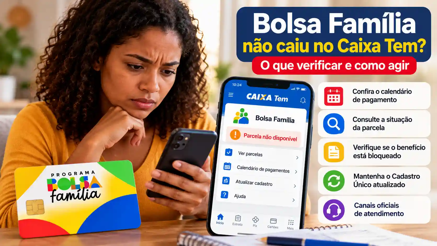 Bolsa Família não caiu no Caixa Tem: o que verificar e como agir