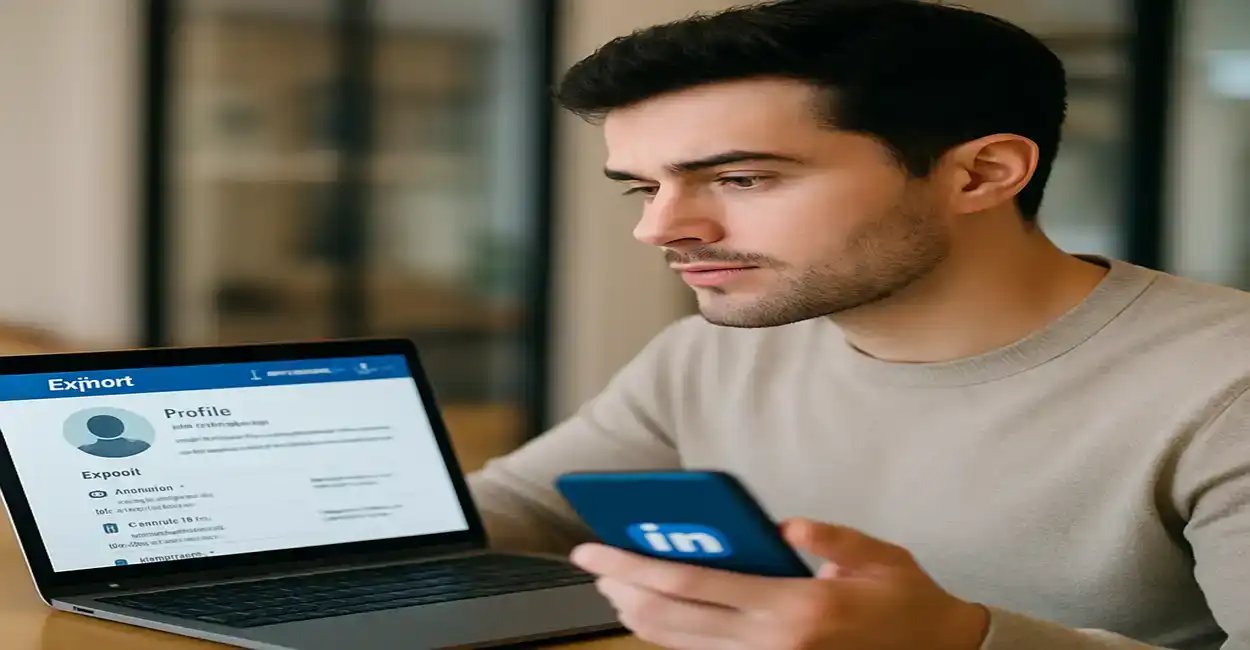 Homem acessando perfil profissional no LinkedIn