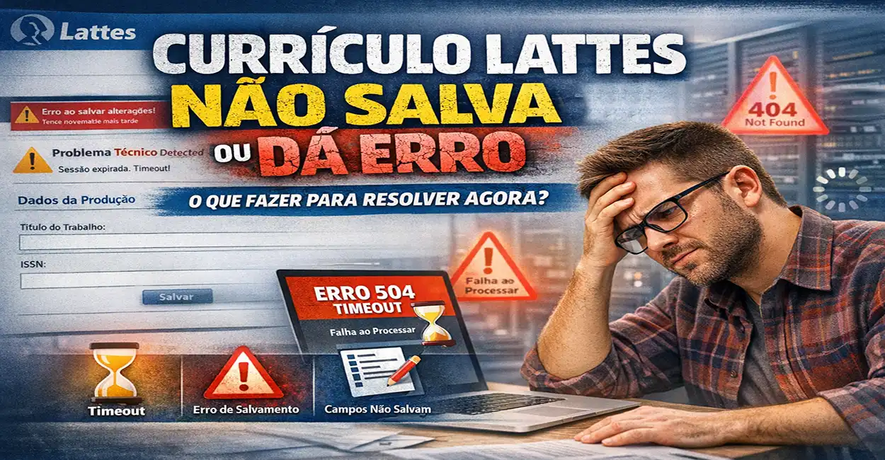 Solução para erro de salvamento no Currículo Lattes - passo a passo para resolver problemas de timeout e campos que não salvam