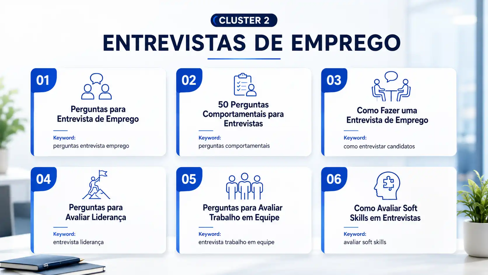 Recrutador fazendo perguntas para entrevista de emprego em uma mesa de escritório, com candidato respondendo.