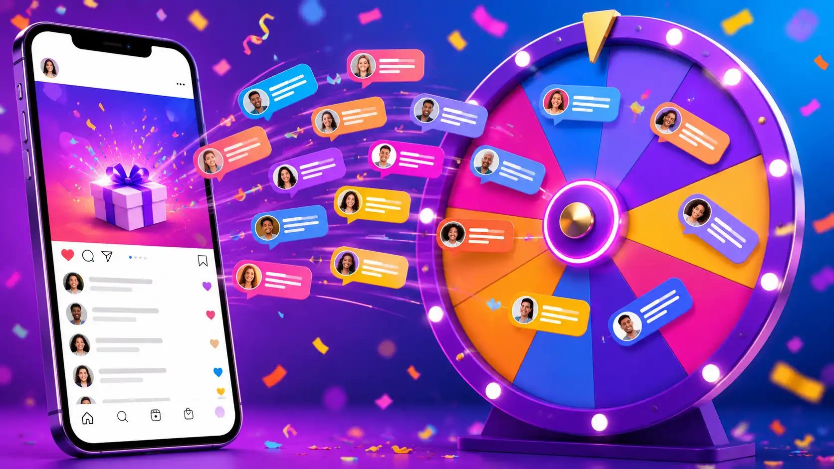 Sorteador de comentários grátis para Instagram, Facebook e YouTube
